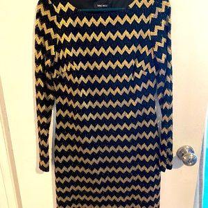 Gold and Black Nine West Below-the-Knee Dress